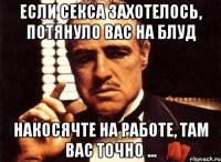 если секса захотелось, потянуло вас на блуд накосячте на работе, там вас точно ...