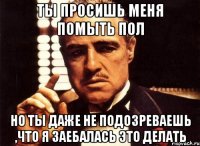 ты просишь меня помыть пол но ты даже не подозреваешь ,что я заебалась это делать