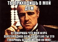 ты приходишь в мой дом и говоришь что моя фура перегородила всю дорогу,но ты это говоришь без уважения ко мне!