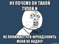 ну почему он такой тупой и не понимает,что френдзонить меня не надо!?