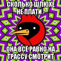 сколько шлюхе не плати - она всё равно на трассу смотрит