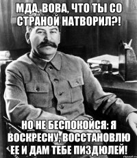 мда, вова, что ты со страной натворил?! но не беспокойся: я воскресну, восстановлю ее и дам тебе пиздюлей!