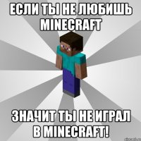 если ты не любишь minecraft значит ты не играл в minecraft!