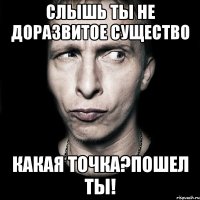 слышь ты не доразвитое существо какая точка?пошел ты!