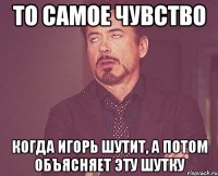 то самое чувство когда игорь шутит, а потом объясняет эту шутку