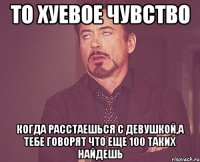 то хуевое чувство когда расстаешься с девушкой,а тебе говорят что еще 100 таких найдешь