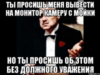 ты просишь меня вывести на монитор камеру с мойки но ты просишь об этом без должного уважения