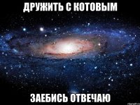 дружить с котовым заебись отвечаю