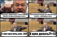 Так всегда...прилетаешь с какого нибудь Южного тропика,ложишься спать Просыпаешься вроде как обычно,бодр и весел....смотришь в окно А там сука ночь,снег,-300 И хуле делать?!=)))