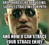 bro, i herd u like debugging, so i put strace in your path and now u can strace your strace enjoy