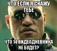 что если я скажу тебе что 14 видеодневника не будет?