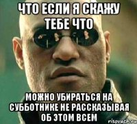 что если я скажу тебе что можно убираться на субботнике не рассказывая об этом всем