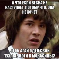 а что если весна не наступает, потому что, она не хочет чтоб агай одел свои тухлые ноги в мокасины?