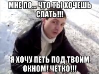 мне по... что ты хочешь спать!!! я хочу петь под твоим окном! четко!!!