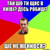 тай шо ти щяс в київі? десь робиш? ше не женився?