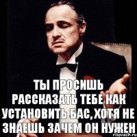 Ты просишь рассказать тебе как установить бас, хотя не знаешь зачем он нужен