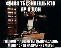 филя ты знаешь кто я? я дон где моя флешка ты вынуждаешь меня пойти на крайние меры