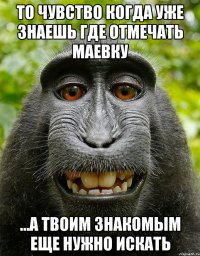 то чувство когда уже знаешь где отмечать маевку ...а твоим знакомым еще нужно искать