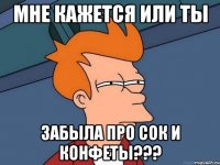 мне кажется или ты забыла про сок и конфеты???