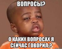 вопросы? о каких вопросах я сейчас говорил ?