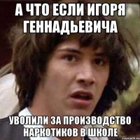 а что если игоря геннадьевича уволили за производство наркотиков в школе