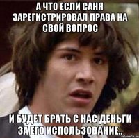 а что если саня зарегистрировал права на свой вопрос и будет брать с нас деньги за его использование..