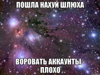 пошла нахуй шлюха воровать аккаунты - плохо