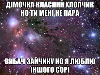 дімочка класний хлопчик но ти мені не пара вибач зайчику но я люблю іншого сорі