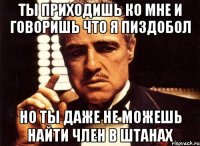 ты приходишь ко мне и говоришь что я пиздобол но ты даже не можешь найти член в штанах