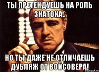 ты претендуешь на роль знатока.. но ты даже не отличаешь дубляж от войсовера!