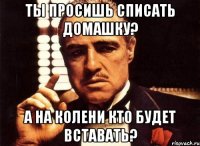 ты просишь списать домашку? а на колени кто будет вставать?