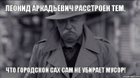 Леонид Аркадьевич расстроен тем, что городской САХ сам не убирает мусор!