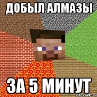 добыл алмазы за 5 минут