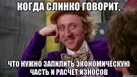 когда слинко говорит, что нужно запилить экономическую часть и расчет износов