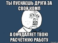 ты пускаешь друга за свой комп а он удаляет твою расчётную работу