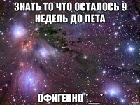 знать то что осталось 9 недель до лета офигенно *__*