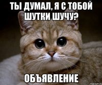 ты думал, я с тобой шутки шучу? объявление