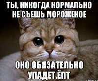 ты, никогда нормально не съешь мороженое оно обязательно упадет.ёпт