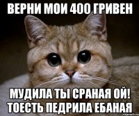 верни мои 400 гривен мудила ты сраная ой! тоесть педрила ебаная