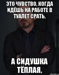 это чувство, когда идёшь на работе в туалет срать, а сидушка тёплая.