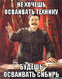 не хочешь осваивать технику будешь осваивать сибирь