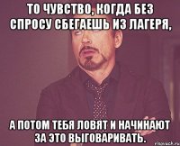 то чувство, когда без спросу сбегаешь из лагеря, а потом тебя ловят и начинают за это выговаривать.