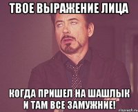 твое выражение лица когда пришел на шашлык и там все замужние!