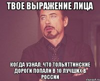 твое выражение лица когда узнал, что тольяттинские дороги попали в 10 лучших в россии