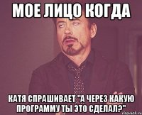 мое лицо когда катя спрашивает "а через какую программу ты это сделал?"