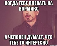 когда тебе плевать на вормикс а человек думает, что тебе то интересно