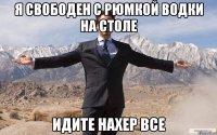 я свободен с рюмкой водки на столе идите нахер все