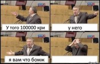 У того 100000 кри у него я вам что бомж 