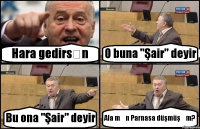 Hara gedirsən O buna "Şair" deyir Bu ona "Şair" deyir Ala mən Parnasa düşmüşəm?