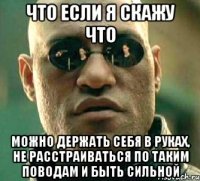 что если я скажу что можно держать себя в руках, не расстраиваться по таким поводам и быть сильной